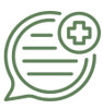 An illustration of comment dialogue with a medical symbol