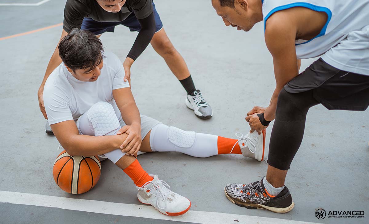 a basketball player suffering from a sports injury